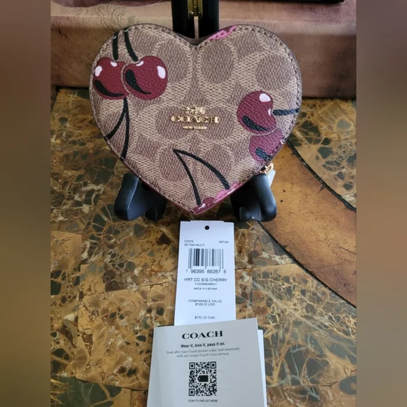 Coach Heart-Shaped Coin Purse with Cherry Design - Picture 6 of 6